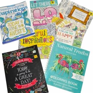 Adult Coloring Book Lot Of 7, Inspirational Quotes & Wallpaper. Pre Owned